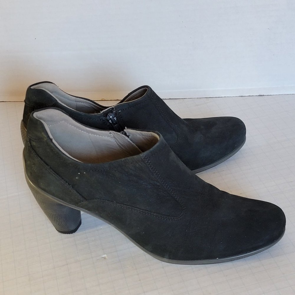 Womens Black Suede Leather Booties Ankle Boots Zipper Heel 41